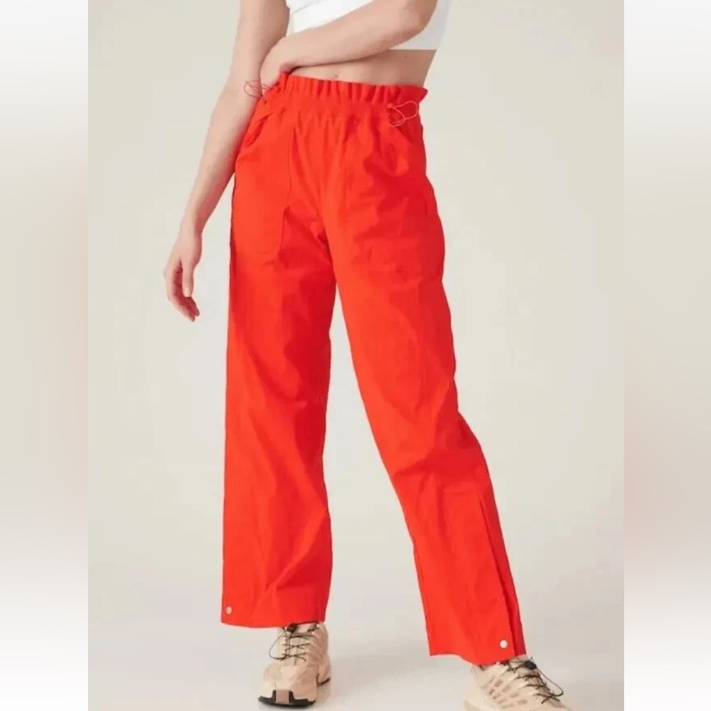 Athleta Bright Red Wide-Leg Drawstring Waist Pants